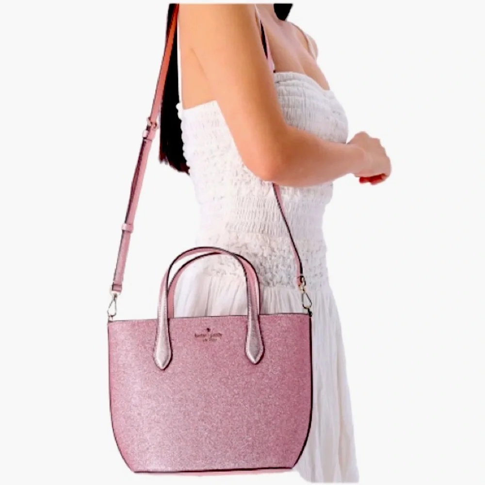 NWT 2-Piece Kate Spade Glitter Glimmer Crossbody Bag/Matching Bifold Wallet Pink